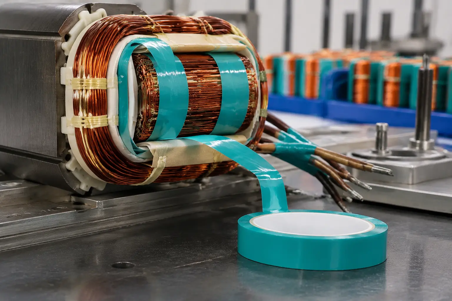 Electrical insulation tape wrapping copper motor windings