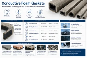 Conductive foam gasket for EMI shielding in 5G base stations, electric vehicles, telecom cabinets and outdoor electronic equipment