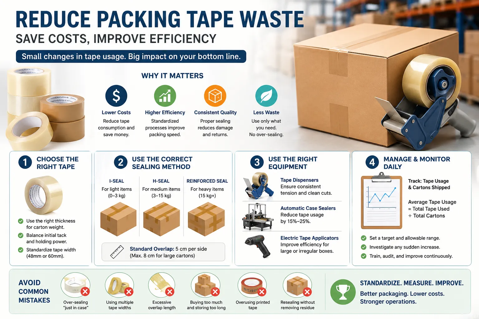 Warehouse Packing Tape Best Practices: Reduce Waste and Improve Efficiency