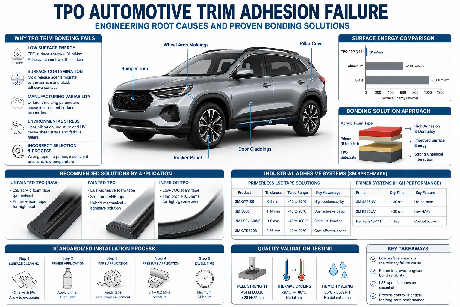 TPO Automotive Trim Adhesion Failure: Root Causes and Engineering Solutions